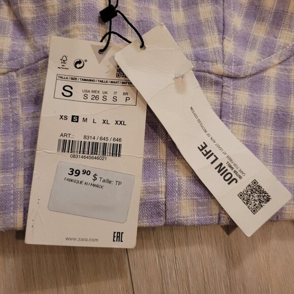 NWT ZARA | Gingham Bustier Crop Tank Top | Sz. S - Picture 5 of 8